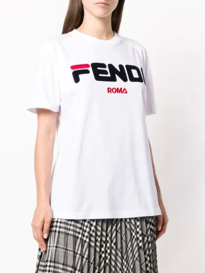 Shop Fendi Logo Print T-shirt In White