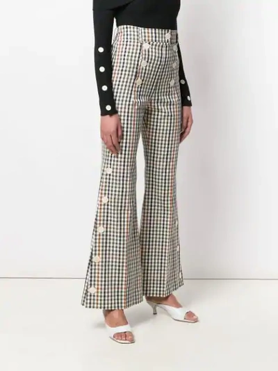 A.W.A.K.E. GINGHAM CHECK FLARED TROUSERS - 大地色