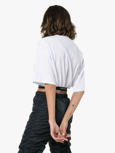 Shop Natasha Zinko Logo-hem Cropped T-shirt In White