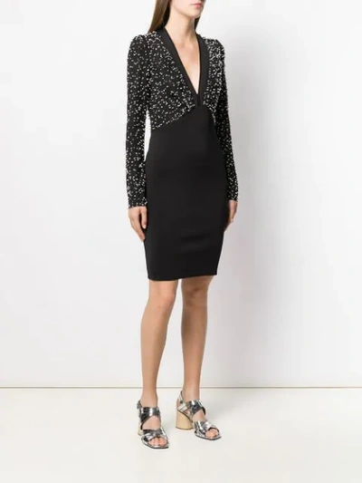 Shop Givenchy Embroidered Knit Dress In Black