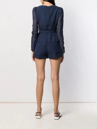 Shop Self-portrait Polka Dot Playsuit In Blue