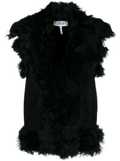 Shop Loewe Shearling Gilet In 1100 Black