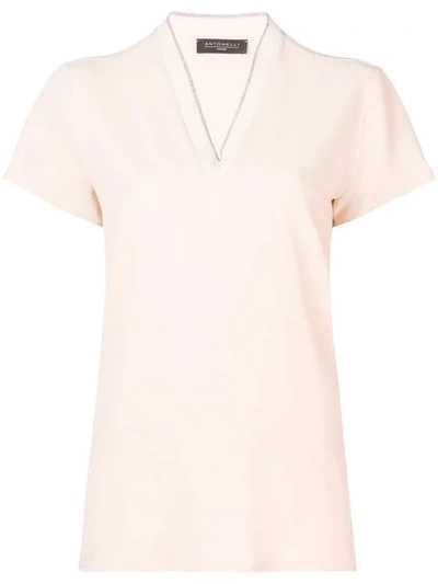 Shop Antonelli V-neck T-shirt In Neutrals