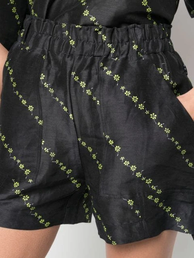 Shop Ganni Floral Print Shorts In Black