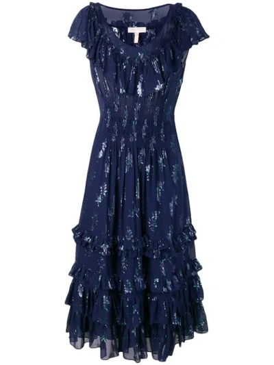 Shop Rebecca Taylor Metallic Star Dress In Blue