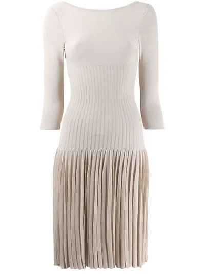 Pre-owned Alaïa 2000's Pleated Dress In Neutrals