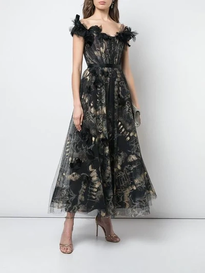 Shop Marchesa A-line Gown In Black