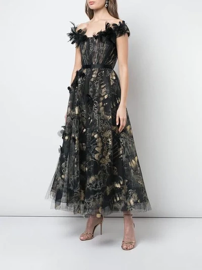 Shop Marchesa A-line Gown In Black