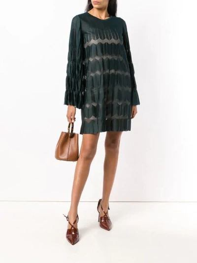 Shop Antonino Valenti Pleated Shift Dress In Green