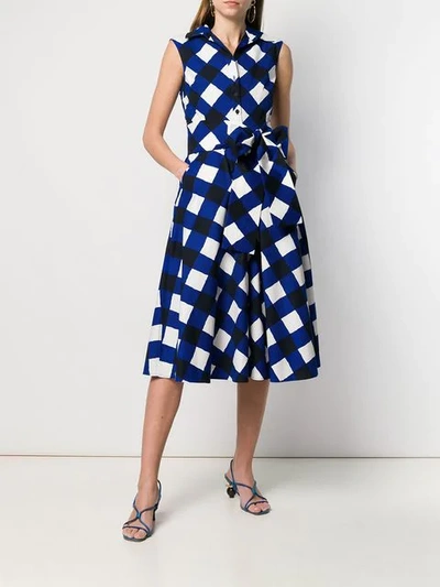 Shop Samantha Sung Geometric Print Shirt Dress - Blue