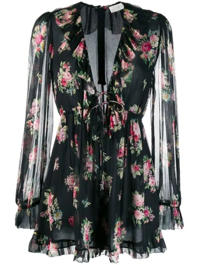 Shop Zimmermann Honour Floral Playsuit In Black