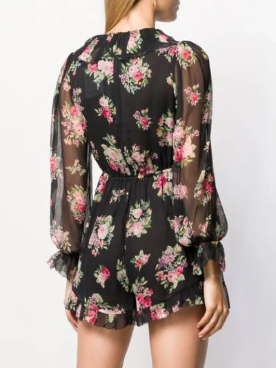 Shop Zimmermann Honour Floral Playsuit In Black