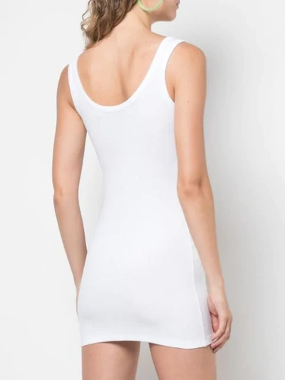 Shop Off-white Sleeveless Ribbed Mini Dress In White