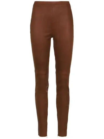 Shop Nk Leather Skinny Trousers In Brown