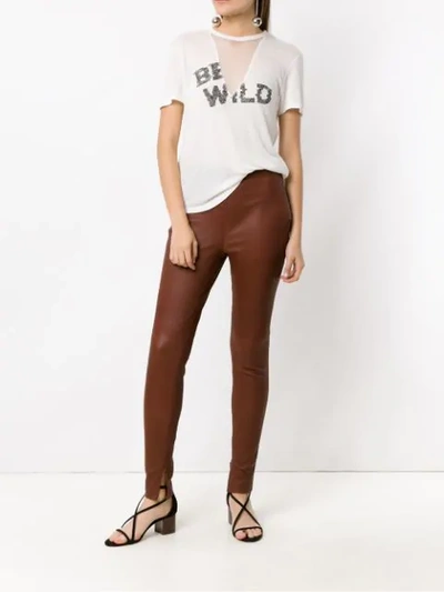 Shop Nk Leather Skinny Trousers In Brown