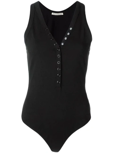 Shop Alexander Wang T Snap Fastening Bodysuit In Black