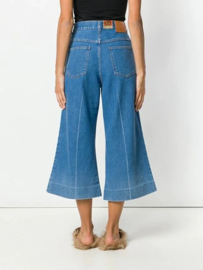 Shop Gucci Web Trim Cropped Jeans In Blue