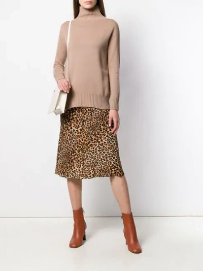 Shop Max Mara Roll Neck Sweater In Brown