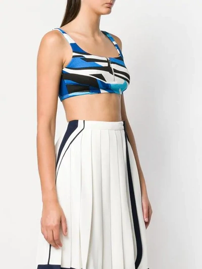 Shop Prada Abstract Print Cropped Top In Blue
