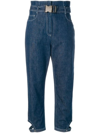 Shop Fendi High-waist Cropped Jeans In Blue