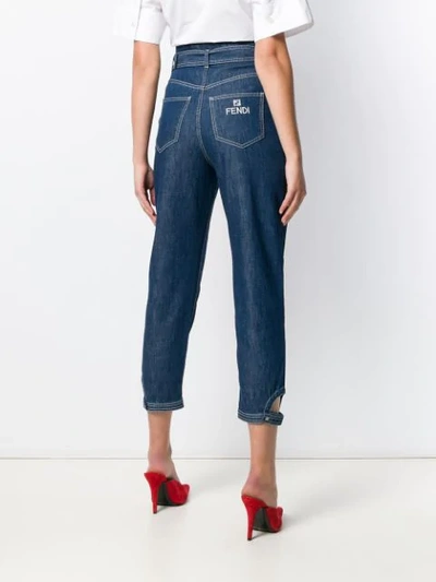 Shop Fendi High-waist Cropped Jeans In Blue