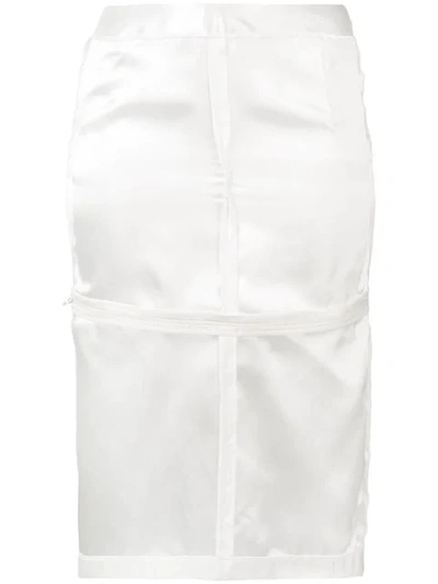 Shop Mm6 Maison Margiela Zip-detail Pencil Skirt In White