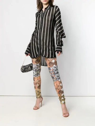 Shop Roberto Cavalli Coin Print Leggings In Neutrals