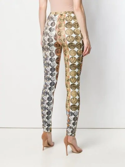 Shop Roberto Cavalli Coin Print Leggings In Neutrals