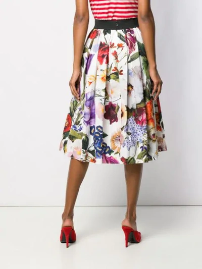 Shop Dolce & Gabbana Floral Midi Skirt In White