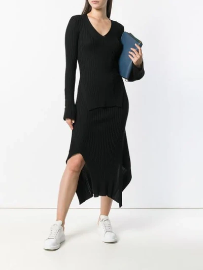 Shop Stella Mccartney Ribbed Fitted Sweater In Black