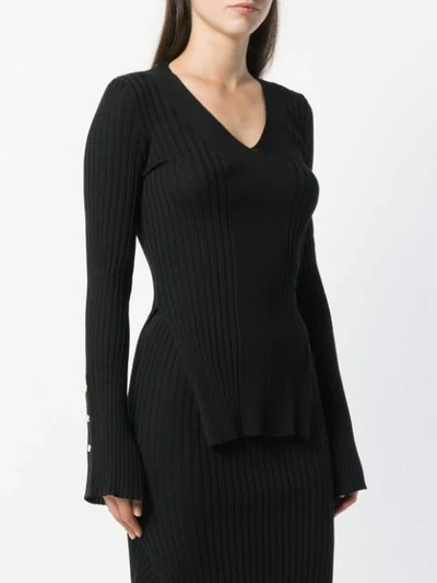 Shop Stella Mccartney Ribbed Fitted Sweater In Black