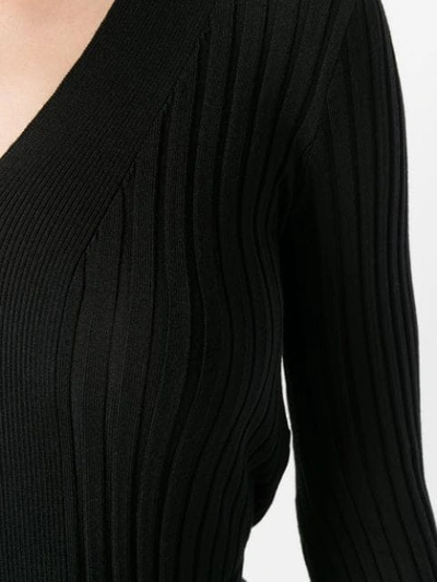 Shop Stella Mccartney Ribbed Fitted Sweater In Black