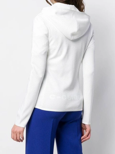 Shop Pinko Perforated Zip Hoodie In White