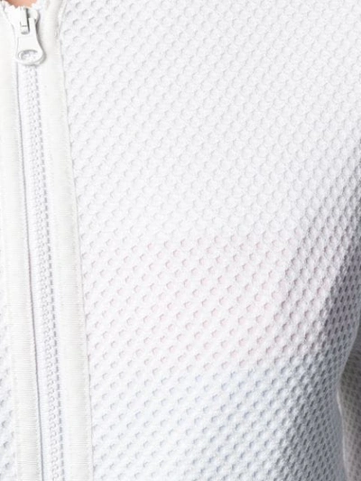 Shop Pinko Perforated Zip Hoodie In White