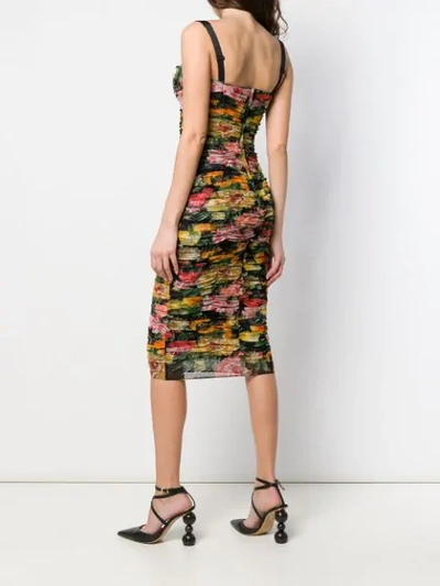 Shop Dolce & Gabbana Floral Ruched Dress In Black