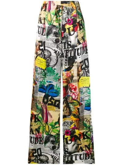 Shop Dsquared2 All-over Print Palazzo Trousers In Black