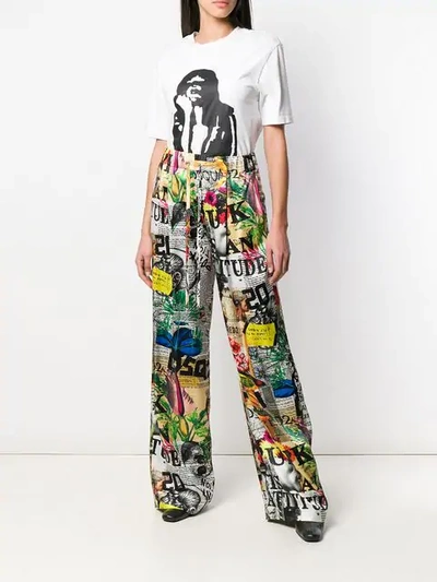 DSQUARED2 ALL-OVER PRINT PALAZZO TROUSERS - 黑色