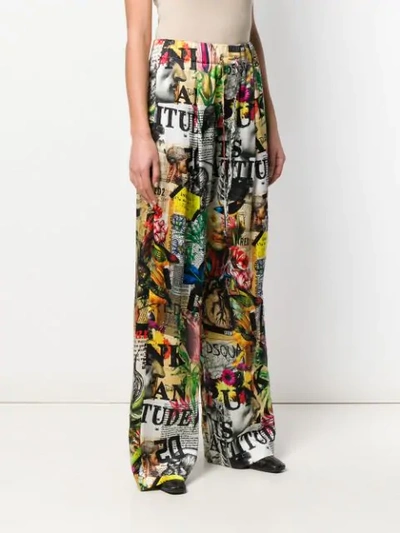 Shop Dsquared2 All-over Print Palazzo Trousers In Black