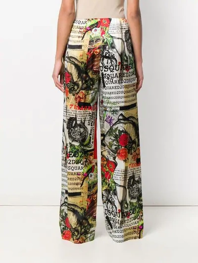 Shop Dsquared2 All-over Print Palazzo Trousers In Black
