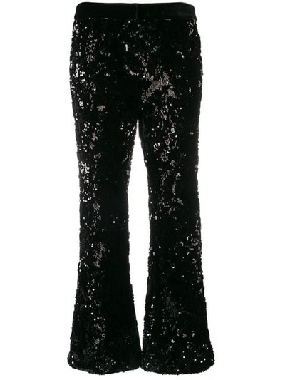 Shop Alexis Sequin Cropped Trousers In Black
