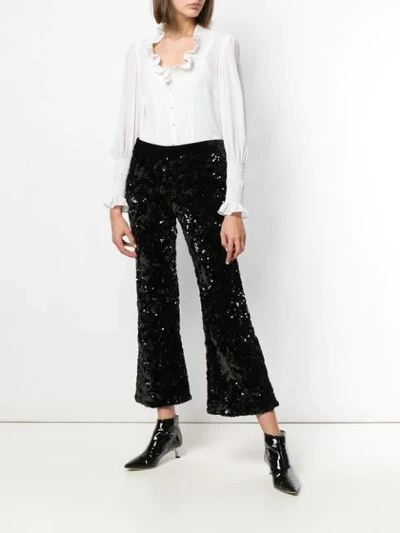 Shop Alexis Sequin Cropped Trousers In Black