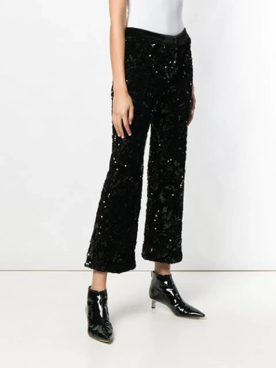 Shop Alexis Sequin Cropped Trousers In Black