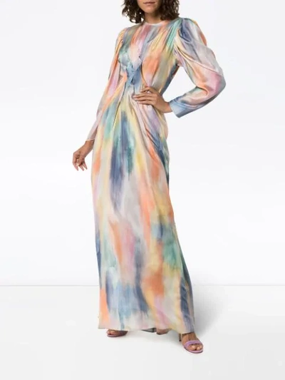 Shop Sies Marjan Virginia Silk Draped Maxi Dress In Multicolour