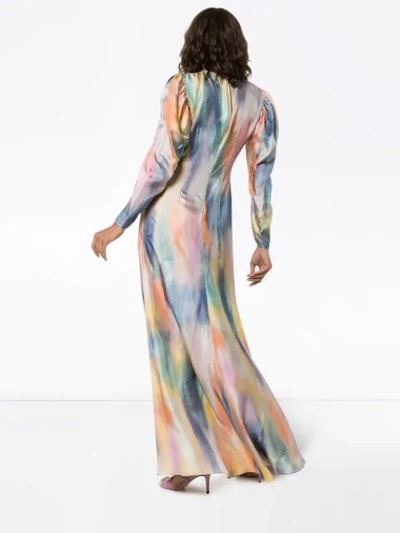 Shop Sies Marjan Virginia Silk Draped Maxi Dress In Multicolour