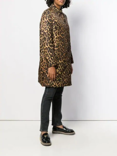Shop Miu Miu Leopard Print Coat In Neutrals