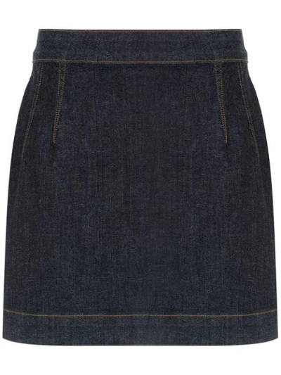 Shop À La Garçonne High Waisted Denim Skirt In Blue