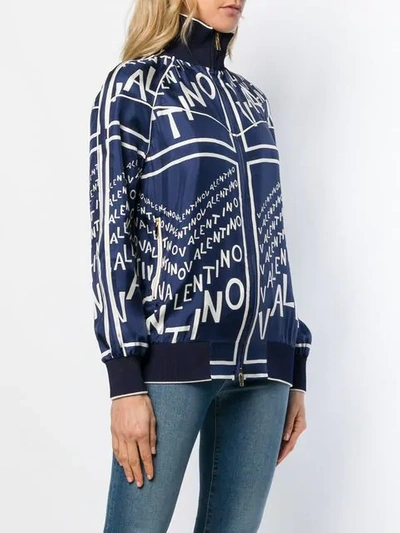Shop Valentino Printed Bomber Jacket In Blue