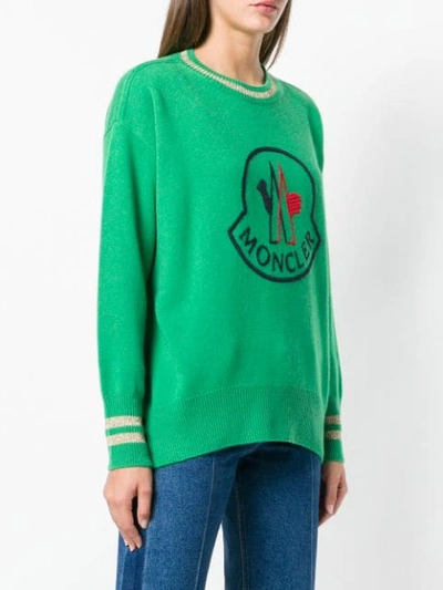 Shop Moncler Logo Embroidered Sweater In Green