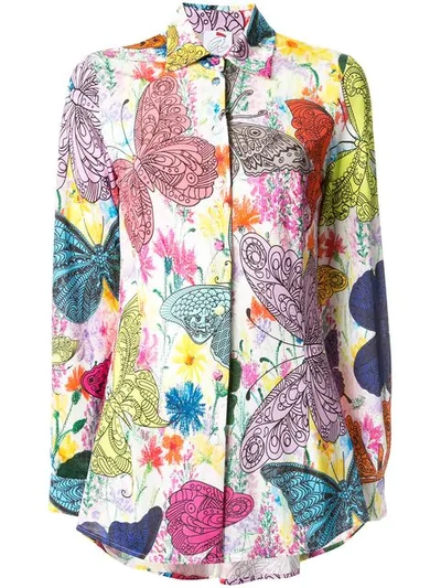 Shop Ultràchic Butterfly Print Shirt In Multicolour