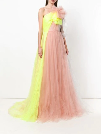 Shop Delpozo Contrast Flared Maxi Dress In Pink